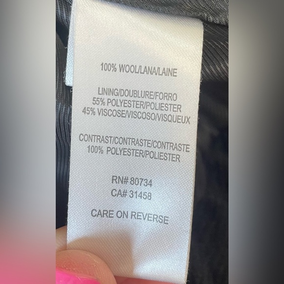 BCBG Black 100% Wool Military Jacket With Satin Trim And Ruffle Bottom Size L - Picture 8 of 10